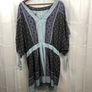 Free people boho peasant style blue mini dress